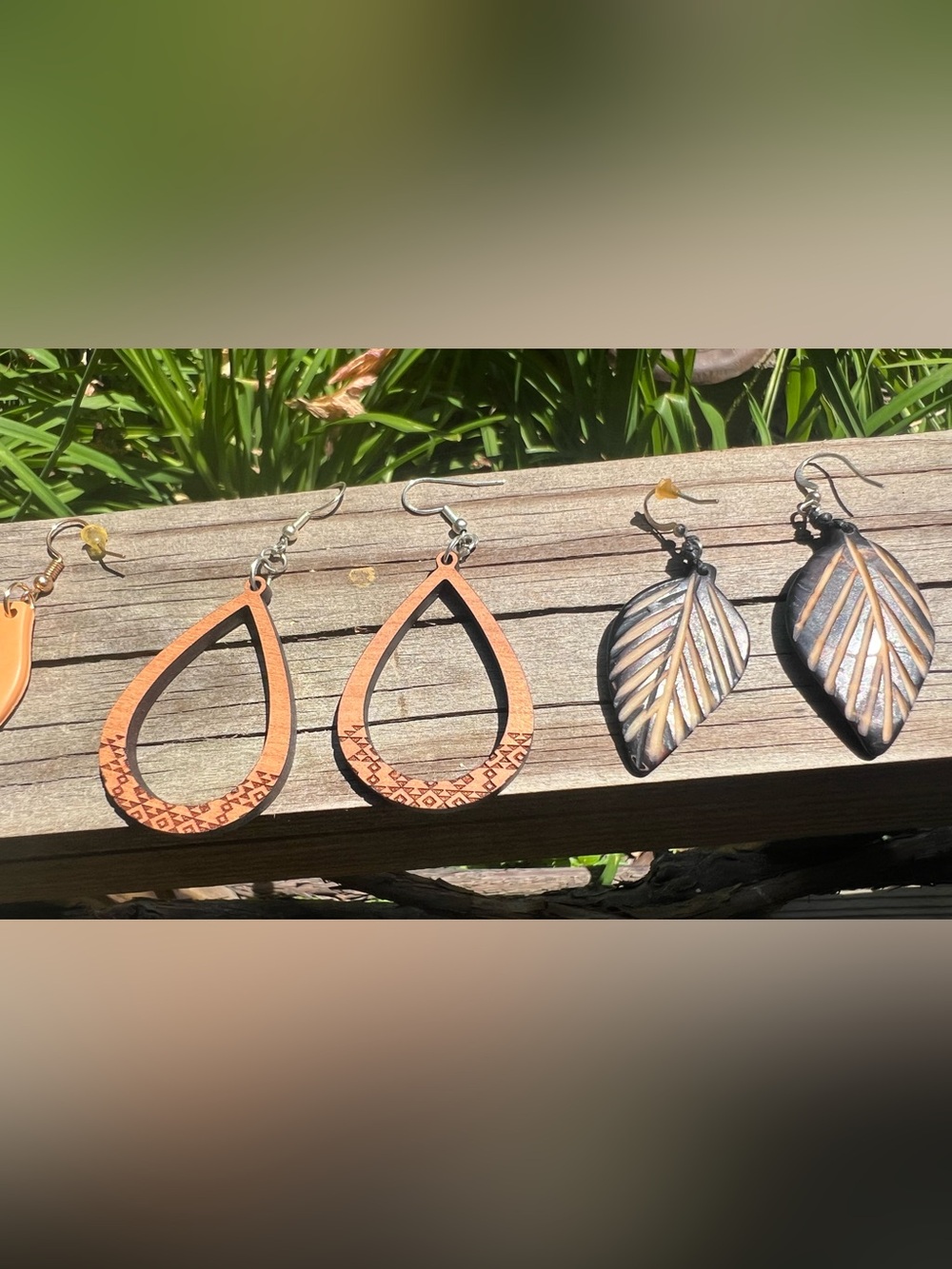 3 pair boho, handmade dangle earrings - Picture 3 of 3